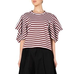 Pennyblack European Striped Printed Crewneck Trumpos Sleeves T-Shirt Size S‎ NWT